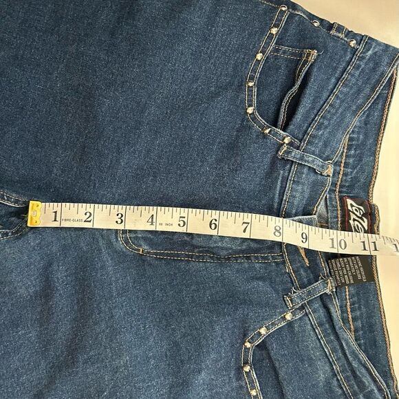 Lazer Cropped High Rise Silver Stud Embellished Straight Leg Jeans Size 7 - Picture 5 of 11